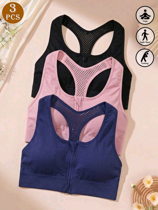 7427 3 Pcs Of Seamless, Lace-Up Front Bra