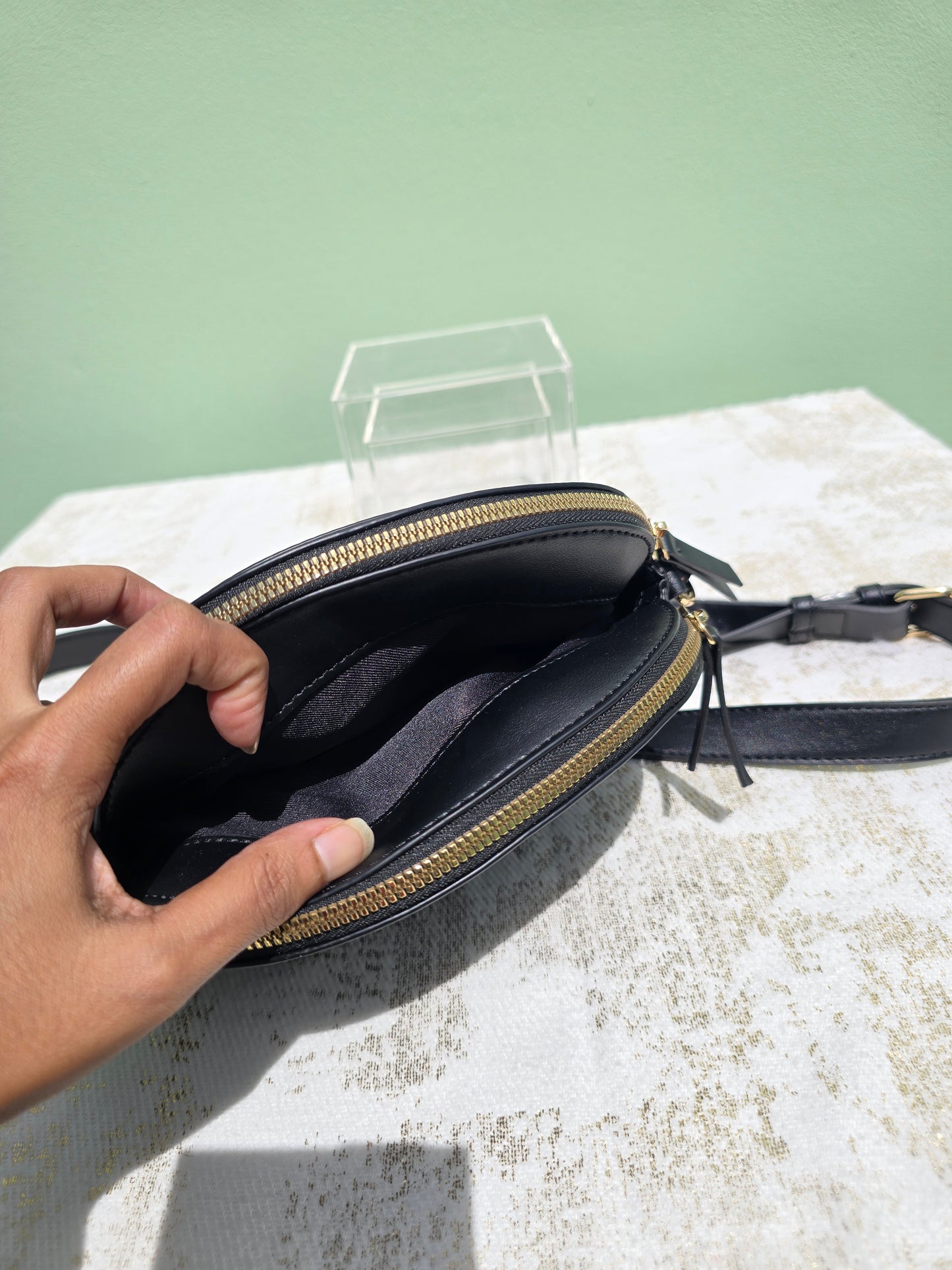 Nine West Triple Crossbody Dome Shape with double zipper