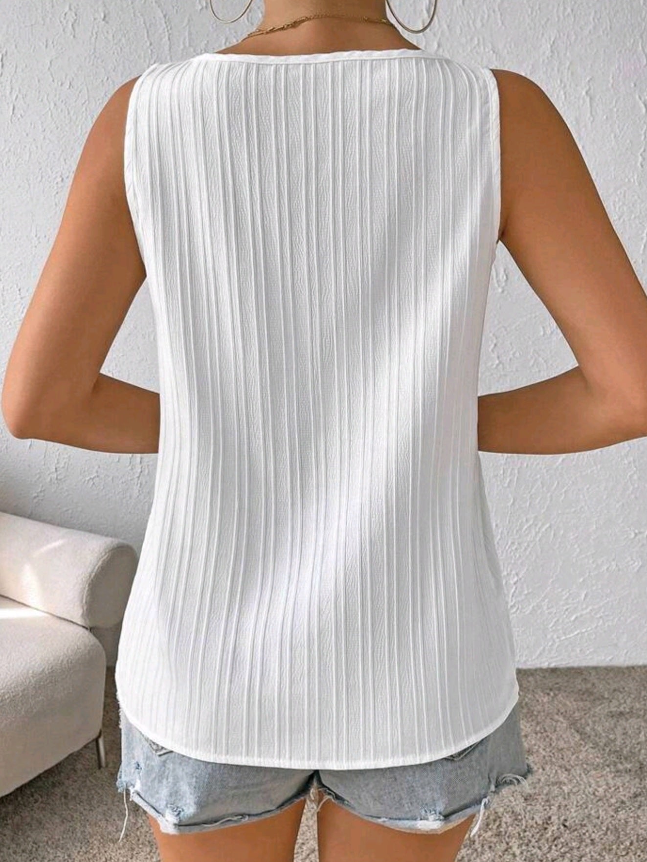 8898  Lace Panel Tank Top
