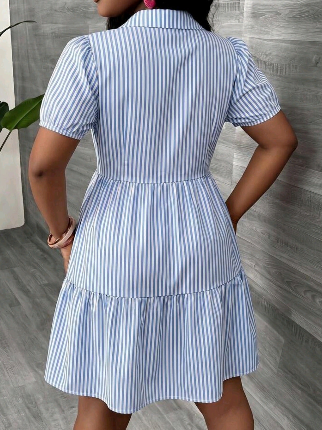 7822 Stripe Shirt Dress