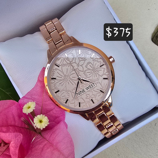 NW/ 2226RGRG Nine West Crystal Accented Bracelet Watch - Rose Gold