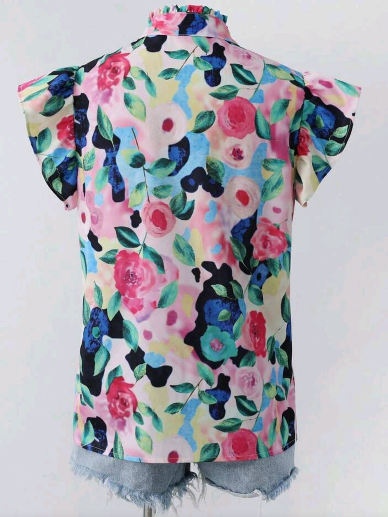 2112 Floral Blouse with Cap Puff Sleeves