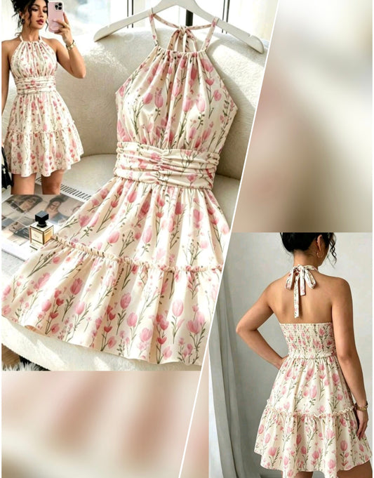 0778 Halter Neck Short Dress