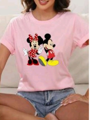 5022 Mickey and Minnie Mouse Print T-Shirt