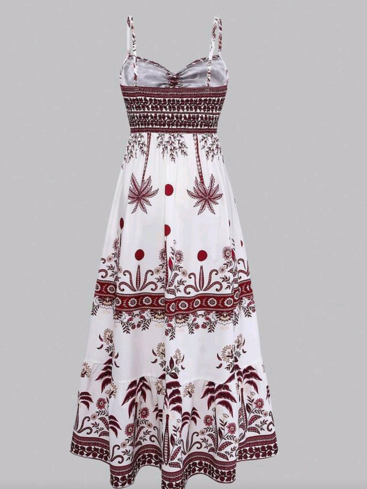 8891 Spaghetti Strap Tie Waist A-Line Maxi Dress