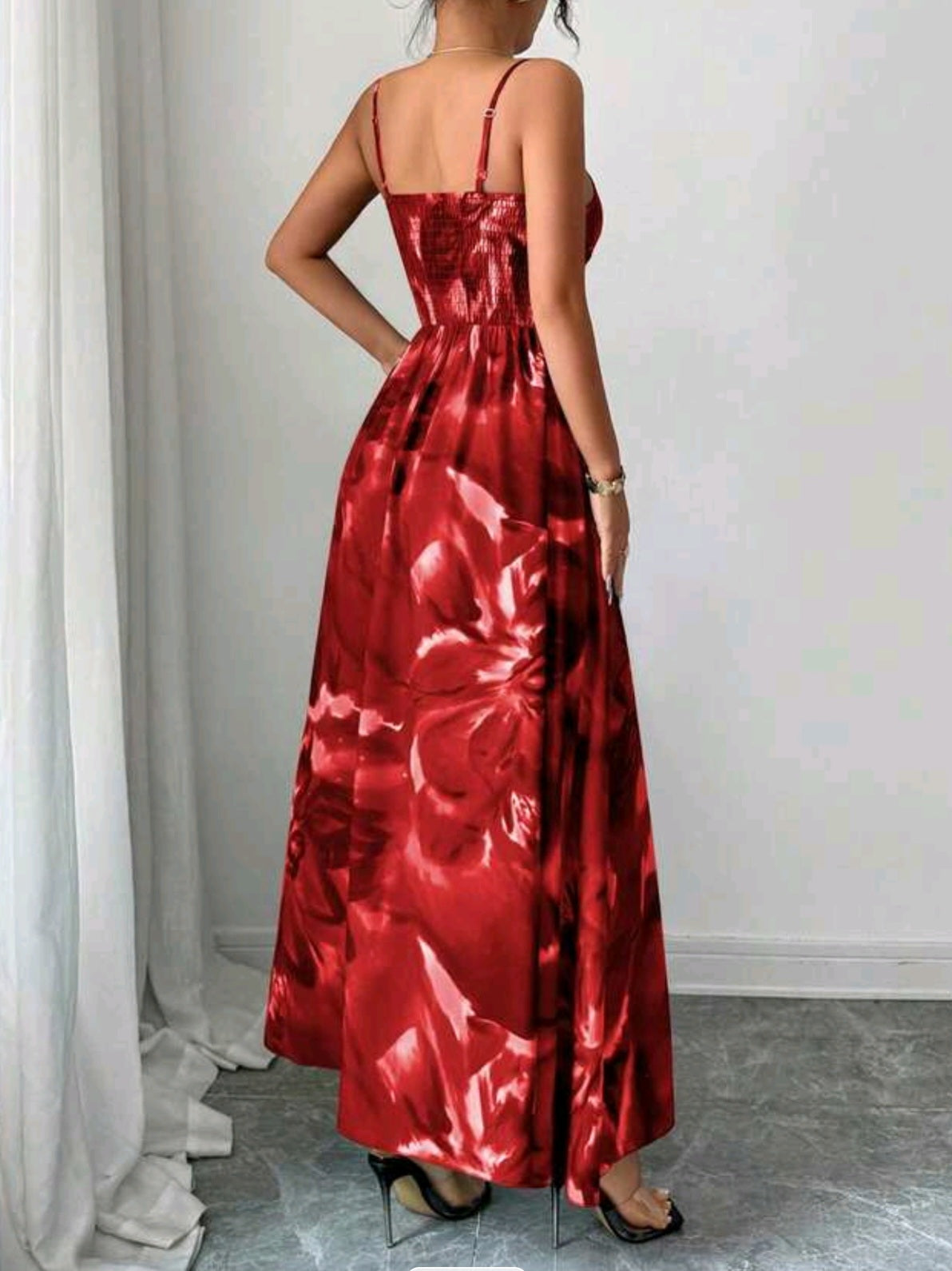 4175 Spaghetti Strap Adjustable Bust Twist Design Dress