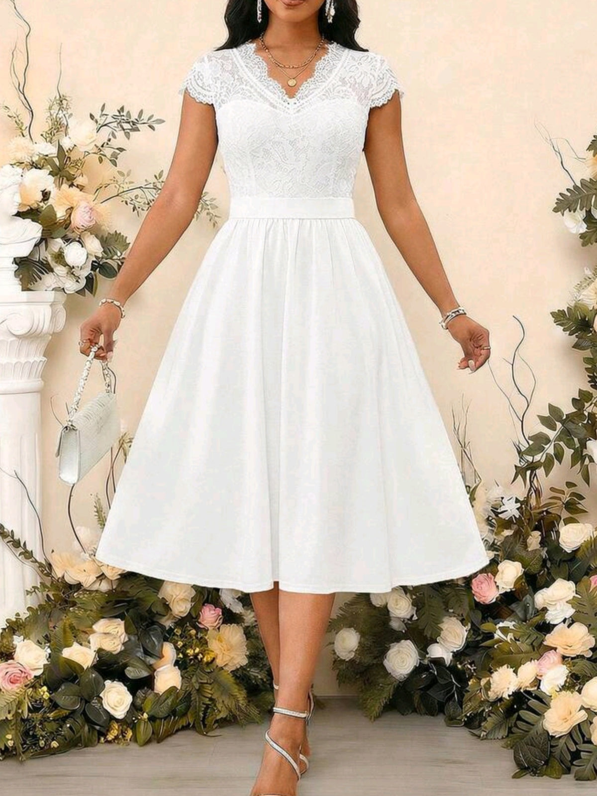7313 Contrast Lace Dress