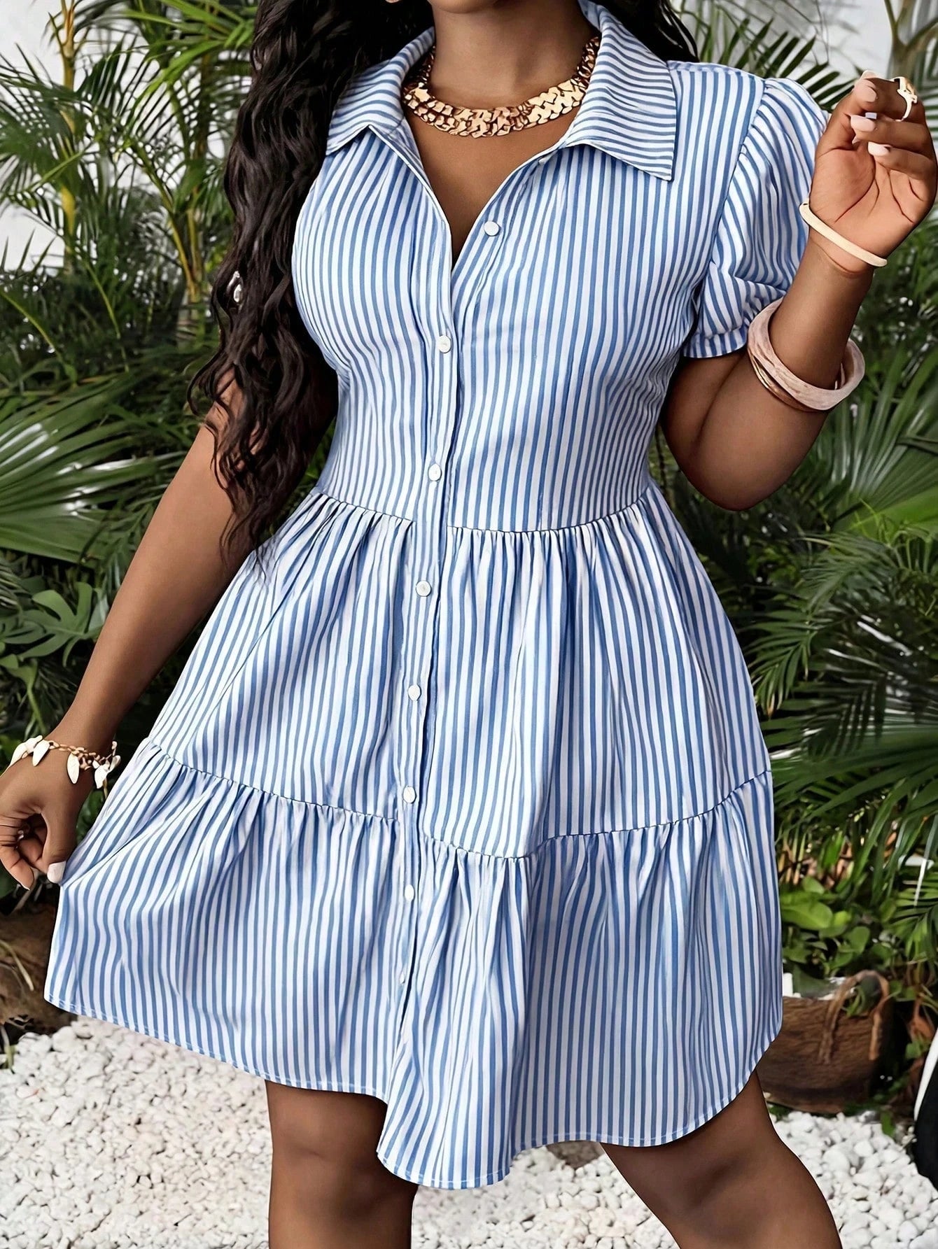 7822 Stripe Shirt Dress