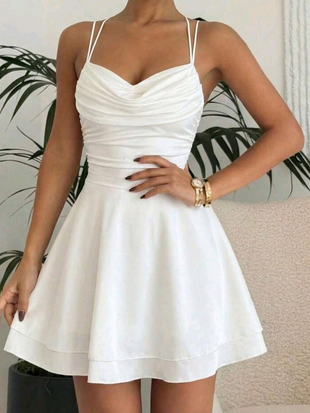 8906 Sleeveless Ruched Dress