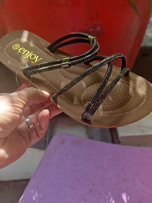 Slippers black with silver specks