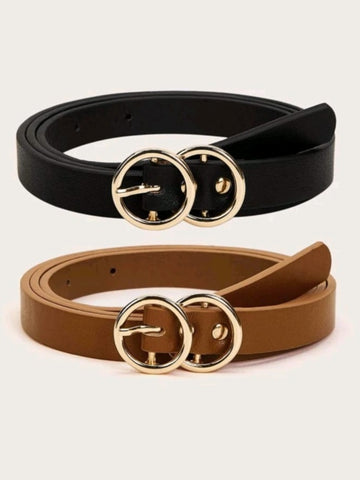 Double O-ring Buckle Belt 2pcs