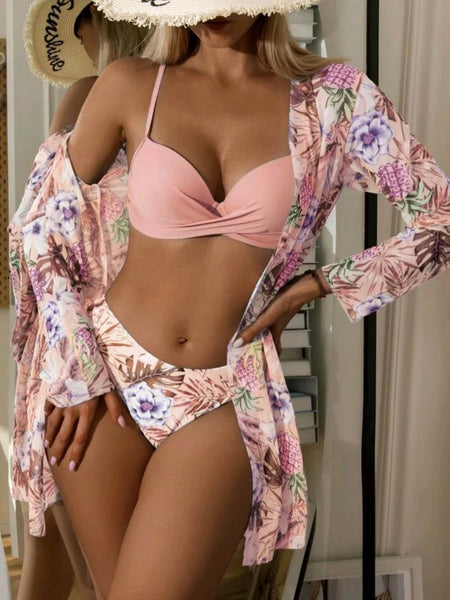 Push Up Bikini Swimsuit With Kimono