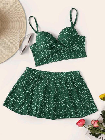 Push Up Skort Bikini Swimsuit