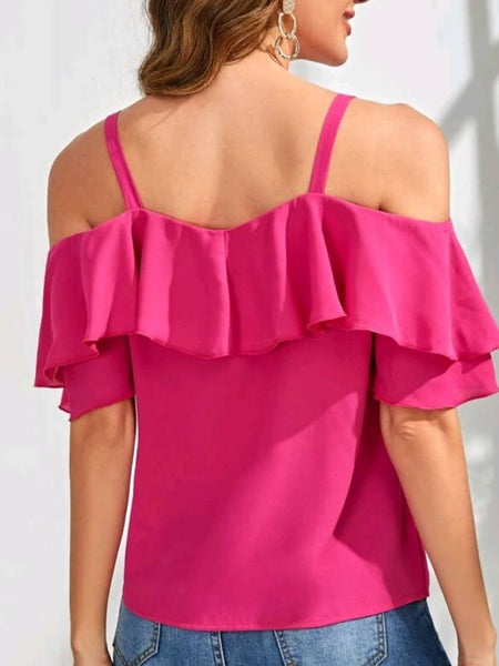 Cold Shoulder Ruffle Detail Top