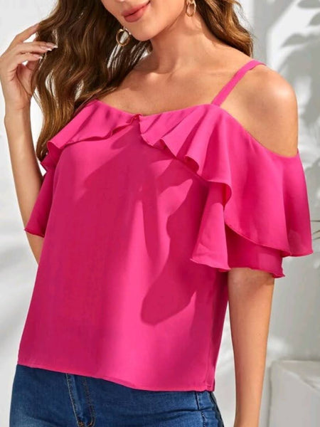 Cold Shoulder Ruffle Detail Top