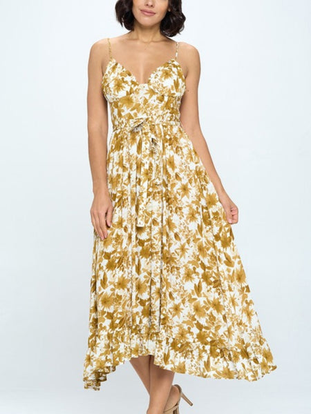 Smocked Back Ruffle Hem Maxi Dress