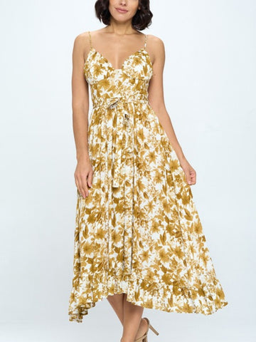 Smocked Back Ruffle Hem Maxi Dress