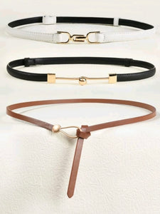 3 piece PU Leather Skinny Belt