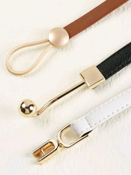 3 piece PU Leather Skinny Belt